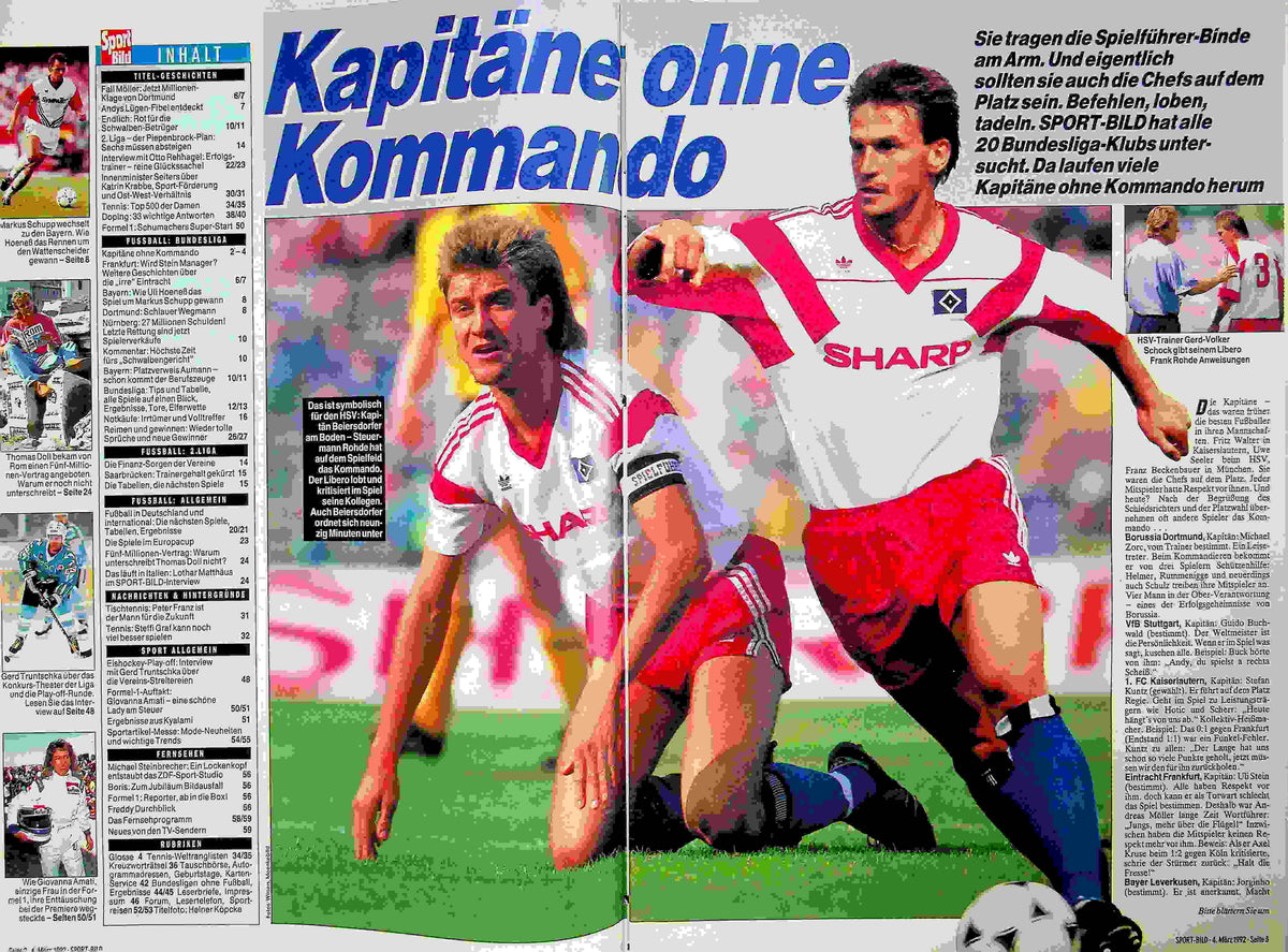 Inhaltsverzeichnis Sport Bild 11/1992