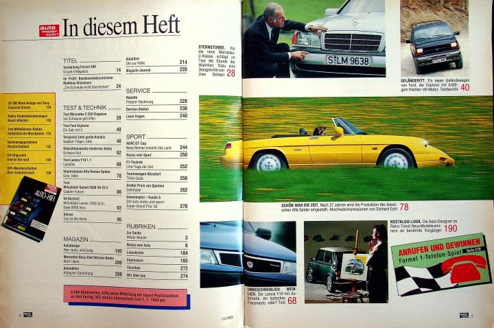 Inhaltsverzeichnis Auto Motor und Sport 11/1993