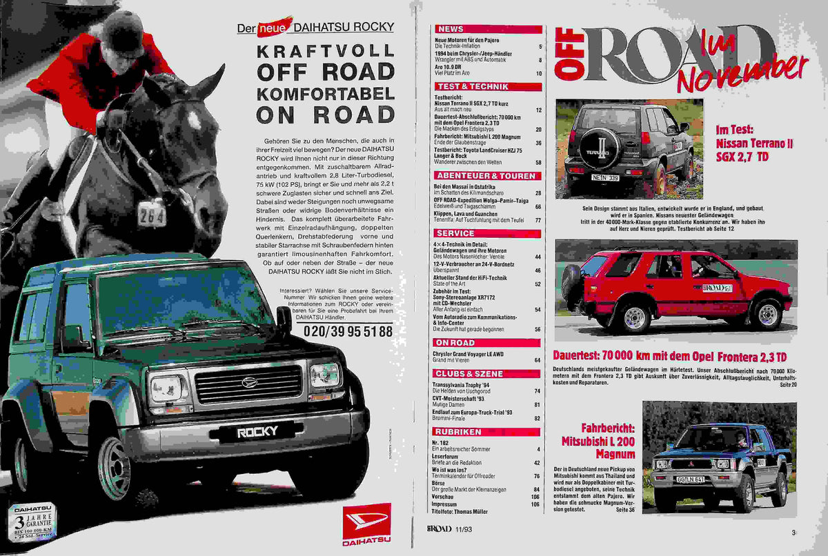 Inhaltsverzeichnis Offroad 11/1993