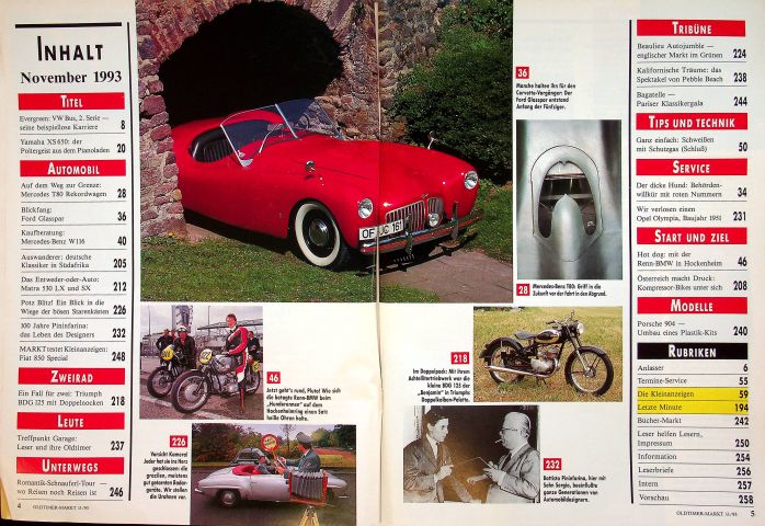 Inhaltsverzeichnis Oldtimer Markt 11/1993
