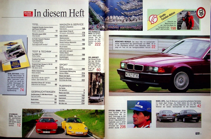 Inhaltsverzeichnis Auto Motor und Sport 11/1994