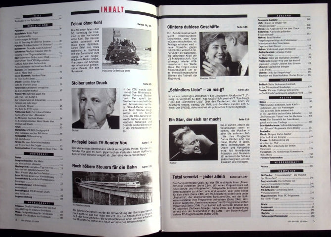 Inhaltsverzeichnis Spiegel 11/1994