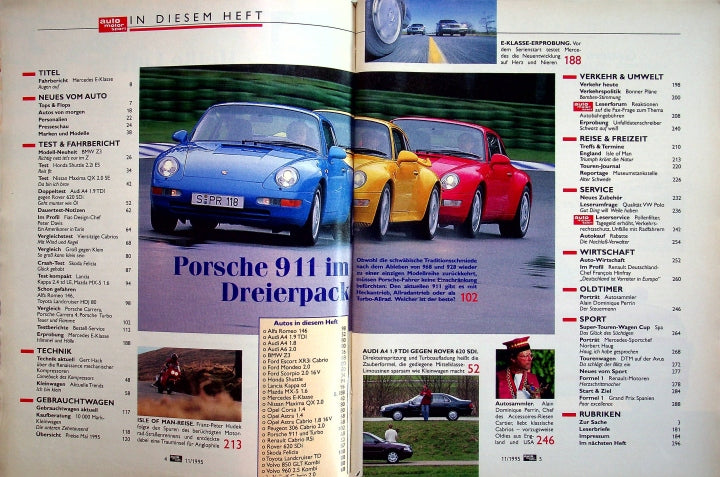 Inhaltsverzeichnis Auto Motor und Sport 11/1995