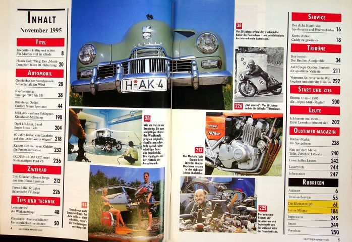 Inhaltsverzeichnis Oldtimer Markt 11/1995