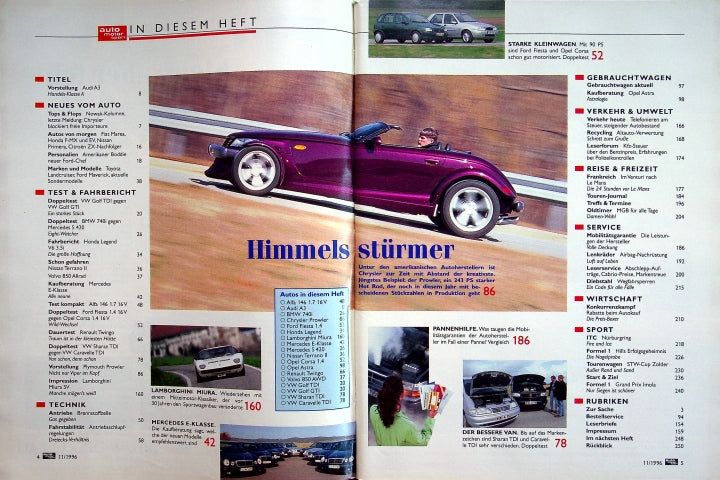 Inhaltsverzeichnis Auto Motor und Sport 11/1996
