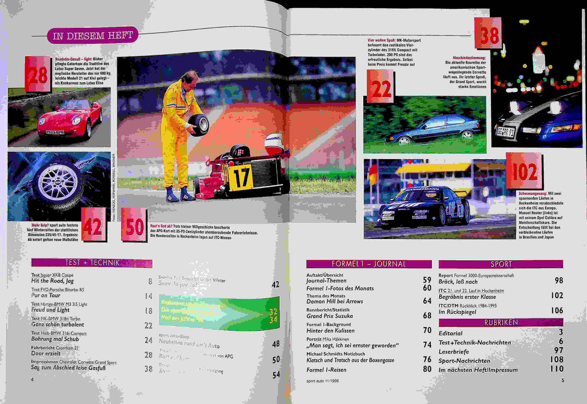 Inhaltsverzeichnis Sport Auto 11/1996