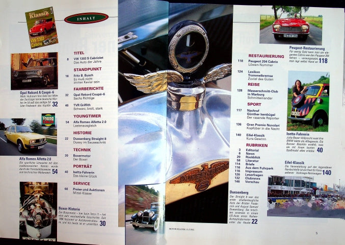 Inhaltsverzeichnis Motor Klassik 11/1996