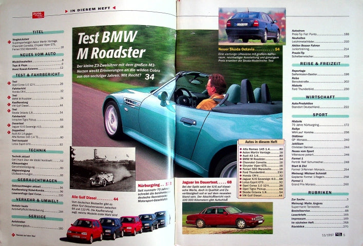 Inhaltsverzeichnis Auto Motor und Sport 11/1997