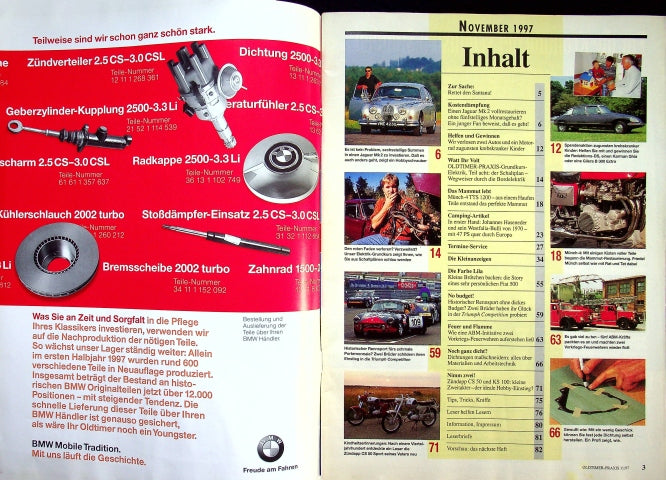 Inhaltsverzeichnis Oldtimer Praxis 11/1997