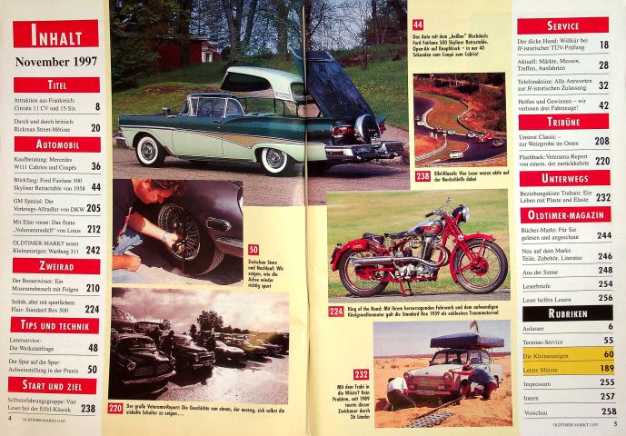 Inhaltsverzeichnis Oldtimer Markt 11/1997