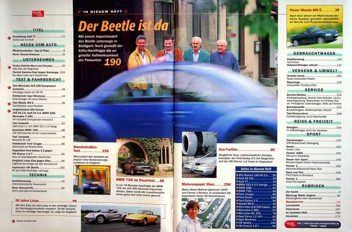 Inhaltsverzeichnis Auto Motor und Sport 11/1998