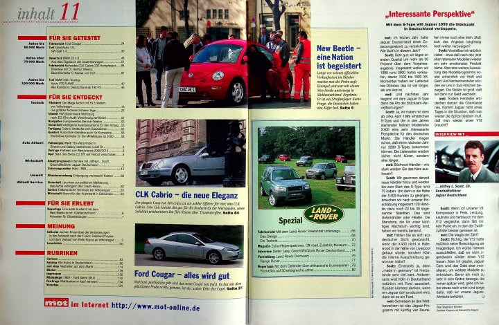 Inhaltsverzeichnis MOT 11/1998