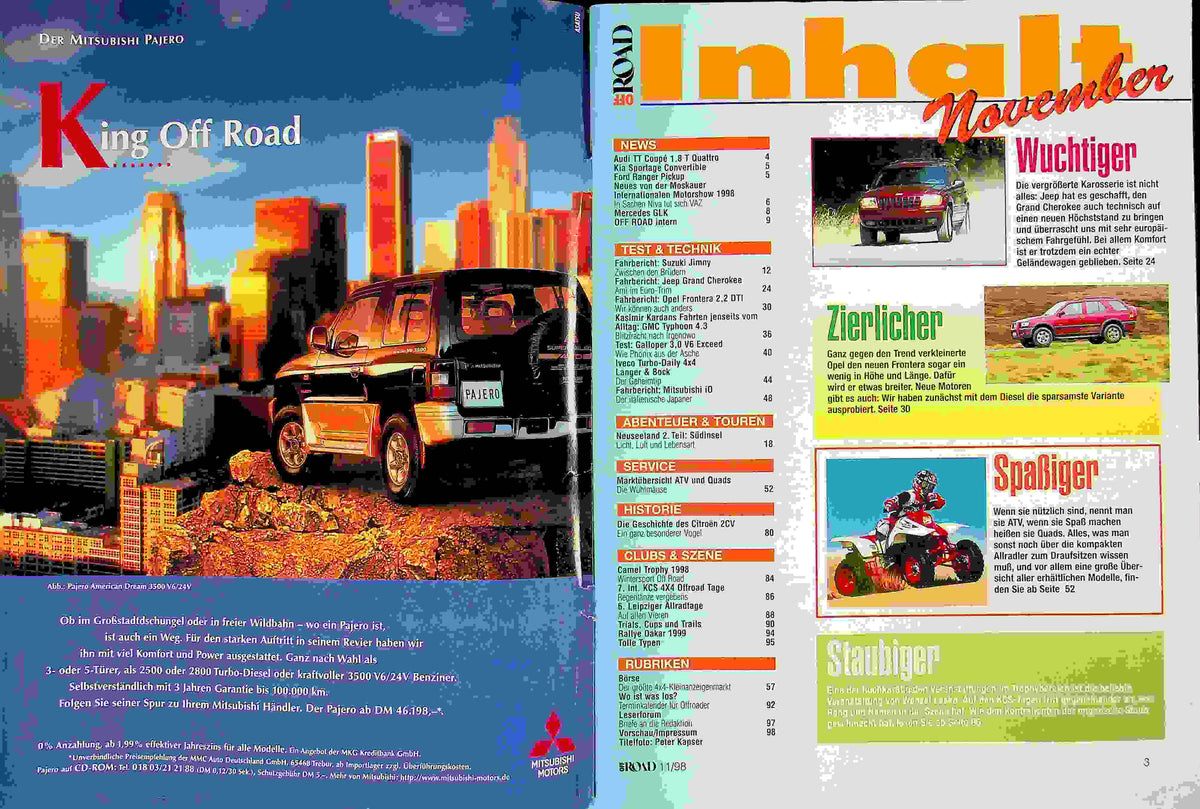 Inhaltsverzeichnis Offroad 11/1998