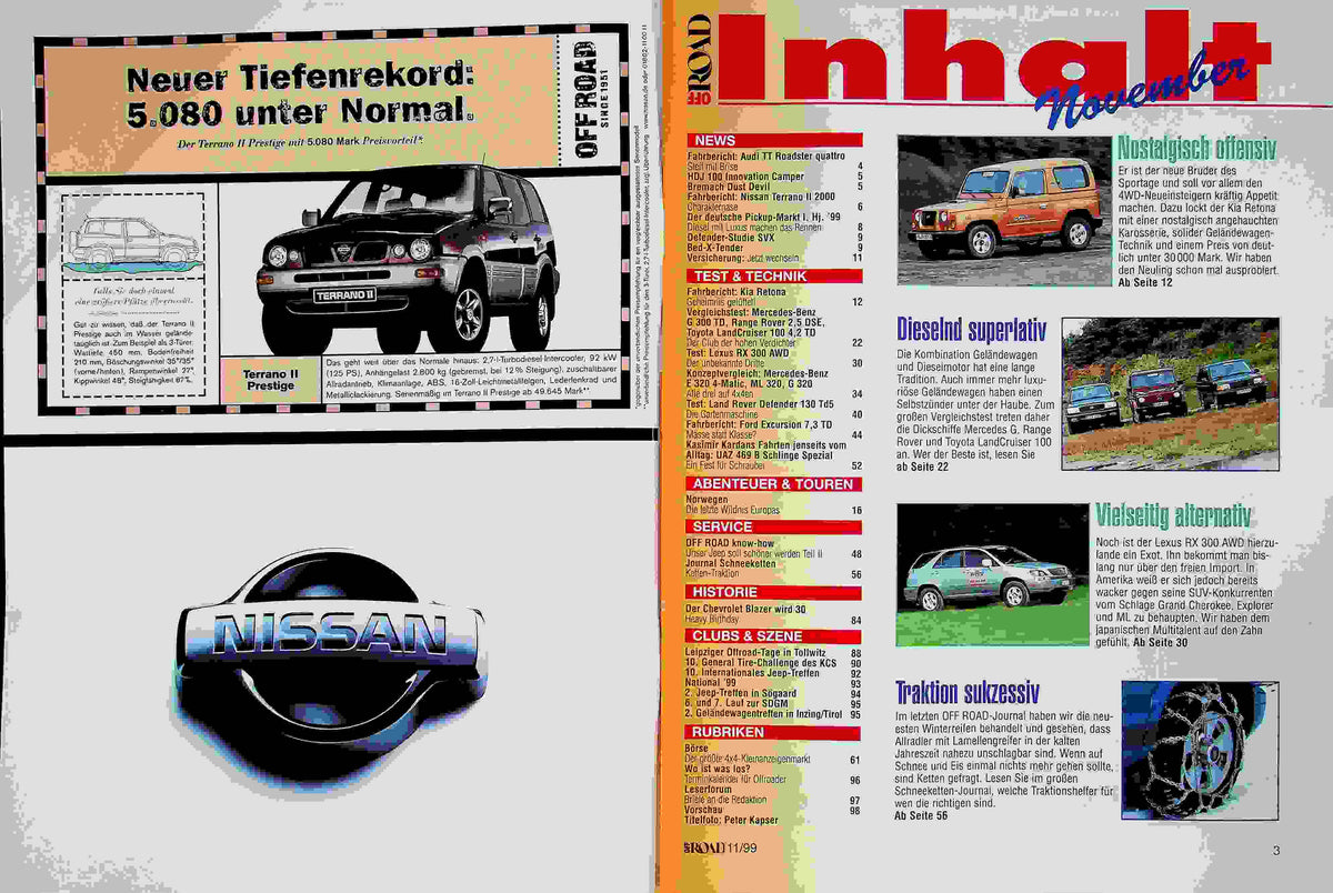 Inhaltsverzeichnis Offroad 11/1999