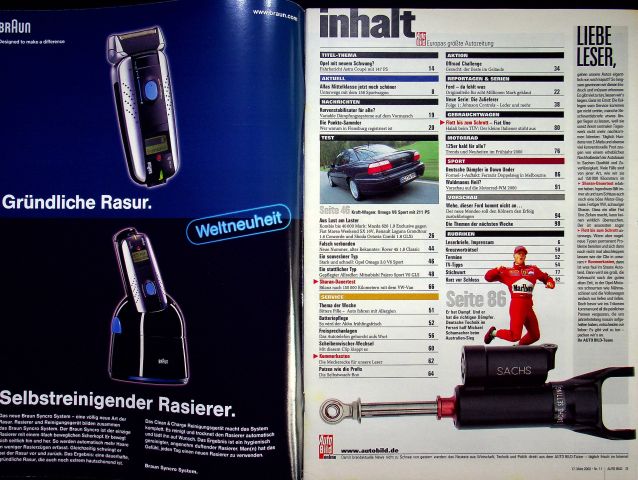 Inhaltsverzeichnis Auto Bild 11/2000