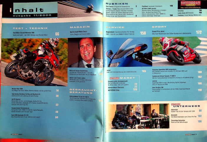 Inhaltsverzeichnis Motorrad 11/2000