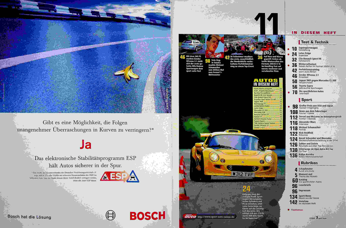 Inhaltsverzeichnis Sport Auto 11/2000