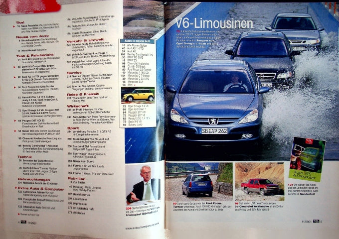 Inhaltsverzeichnis Auto Motor und Sport 11/2001