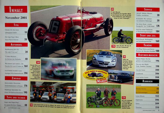 Inhaltsverzeichnis Oldtimer Markt 11/2001