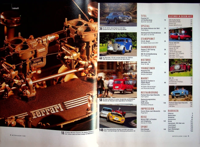 Inhaltsverzeichnis Motor Klassik 11/2001