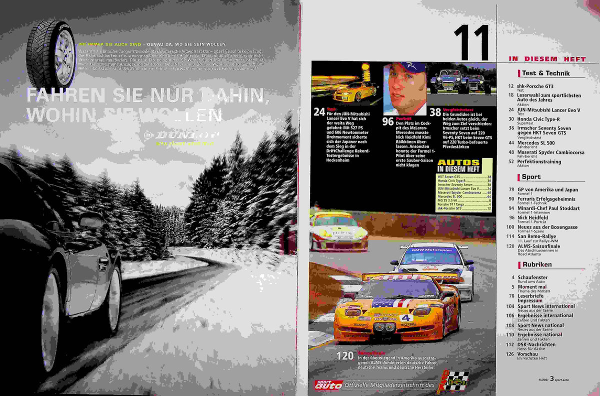 Inhaltsverzeichnis Sport Auto 11/2001