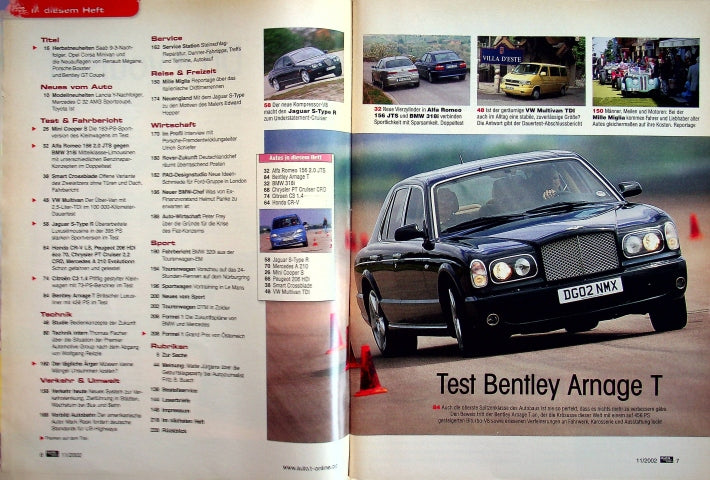 Inhaltsverzeichnis Auto Motor und Sport 11/2002