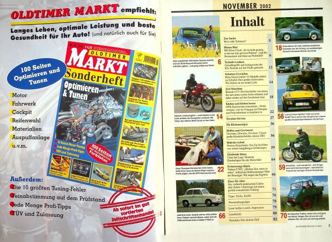 Inhaltsverzeichnis Oldtimer Praxis 11/2002