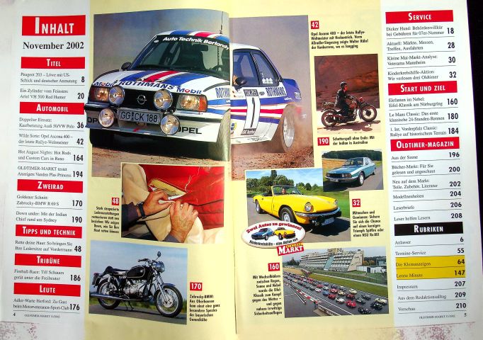 Inhaltsverzeichnis Oldtimer Markt 11/2002