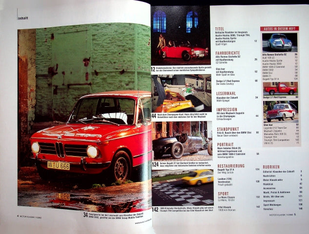 Inhaltsverzeichnis Motor Klassik 11/2002