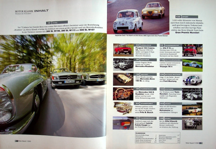 Inhaltsverzeichnis Motor Klassik 11/2003