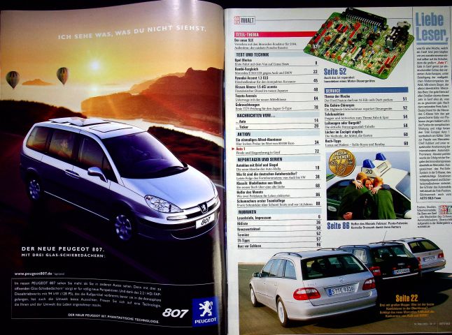 Inhaltsverzeichnis Auto Bild 11/2003