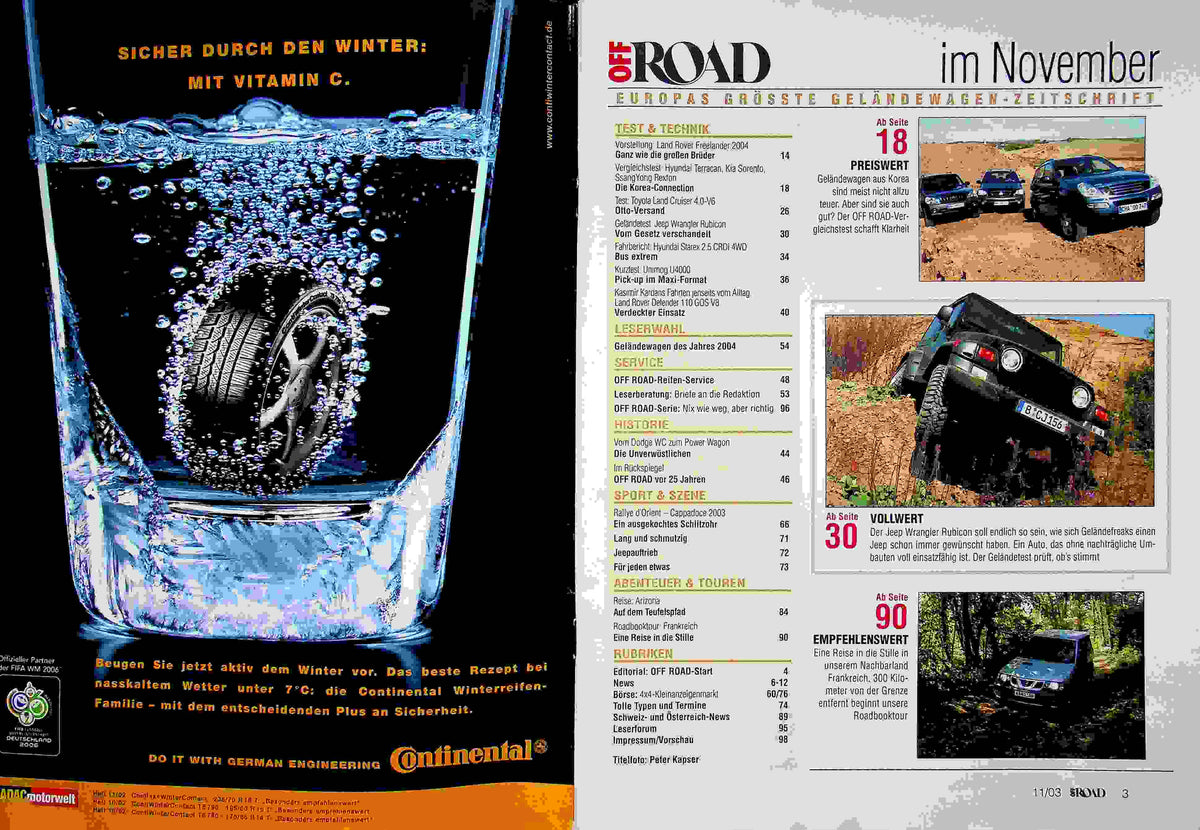 Inhaltsverzeichnis Offroad 11/2003