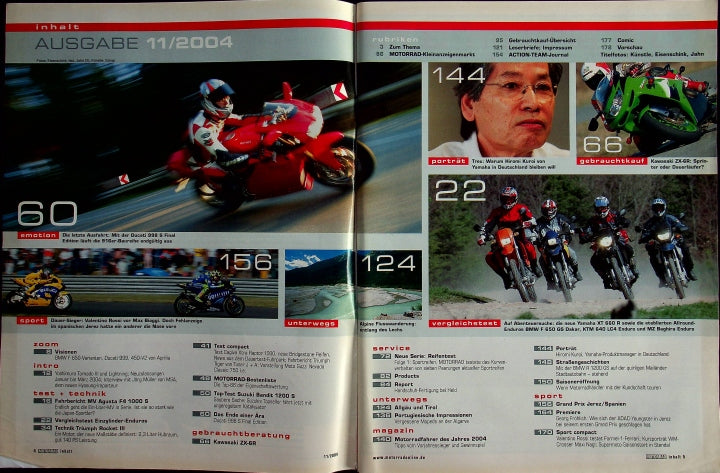 Inhaltsverzeichnis Motorrad 11/2004