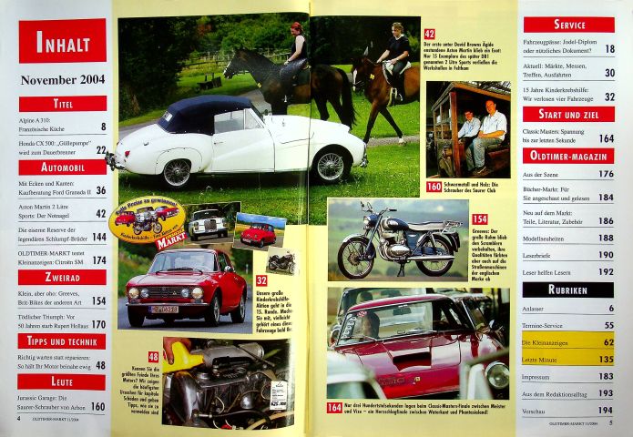 Inhaltsverzeichnis Oldtimer Markt 11/2004