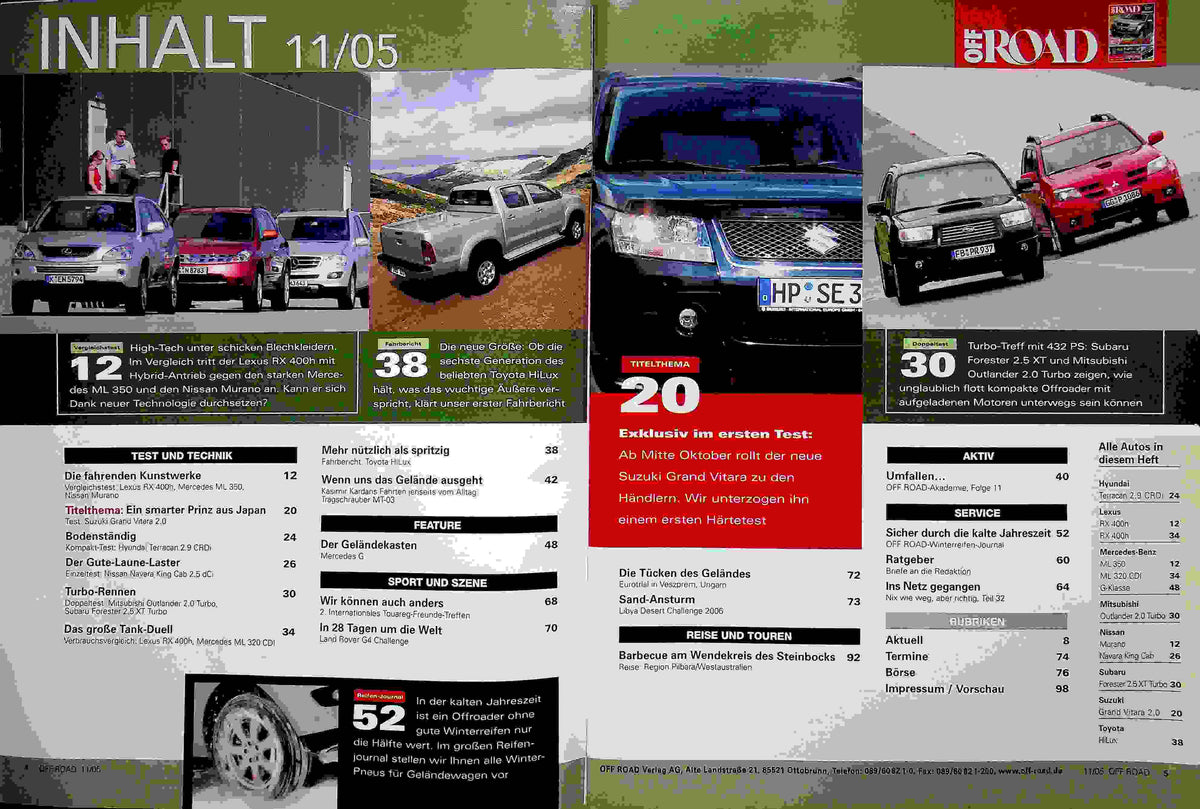 Inhaltsverzeichnis Offroad 11/2005
