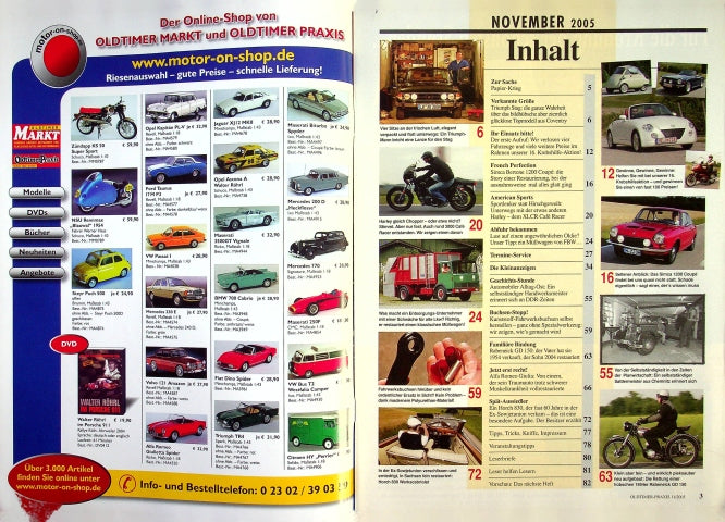 Inhaltsverzeichnis Oldtimer Praxis 11/2005