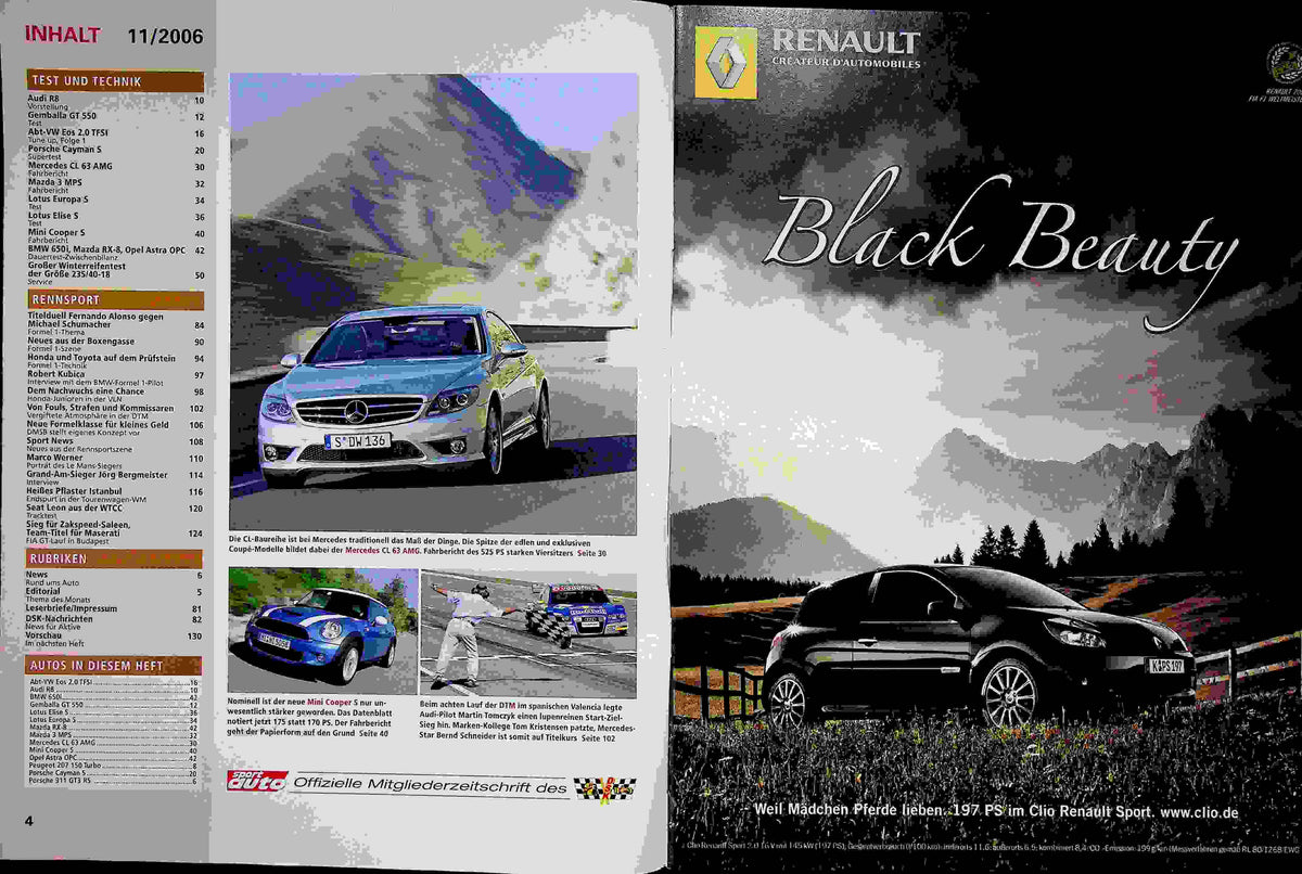 Inhaltsverzeichnis Sport Auto 11/2006