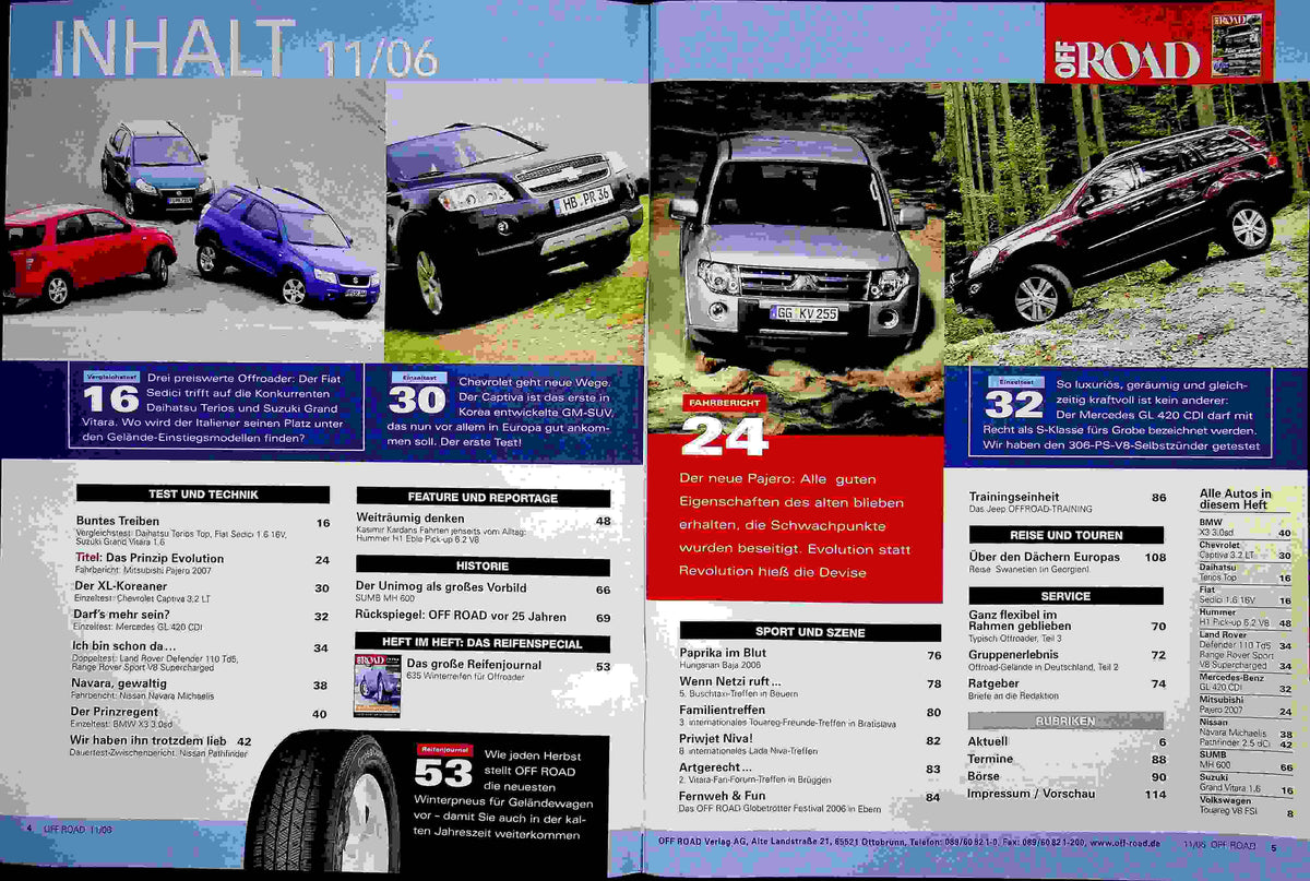 Inhaltsverzeichnis Offroad 11/2006