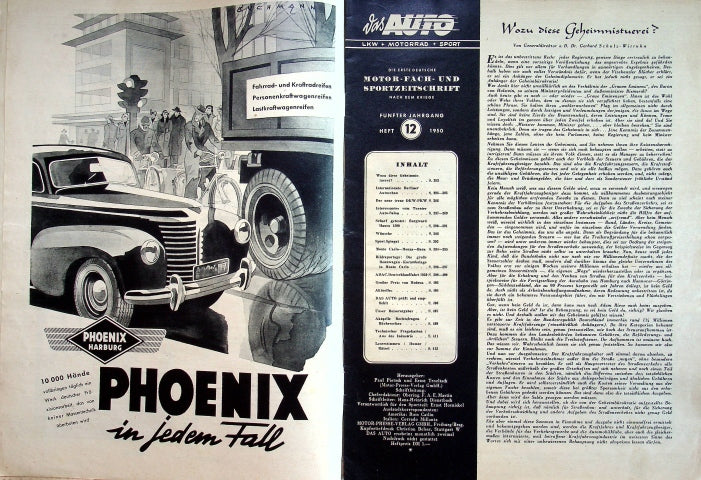 Inhaltsverzeichnis Auto Motor und Sport 12/1950