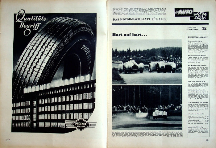 Inhaltsverzeichnis Auto Motor und Sport 12/1952