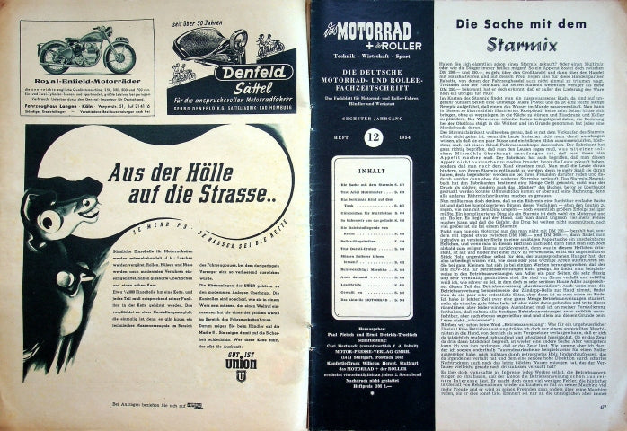 Inhaltsverzeichnis Motorrad 12/1954