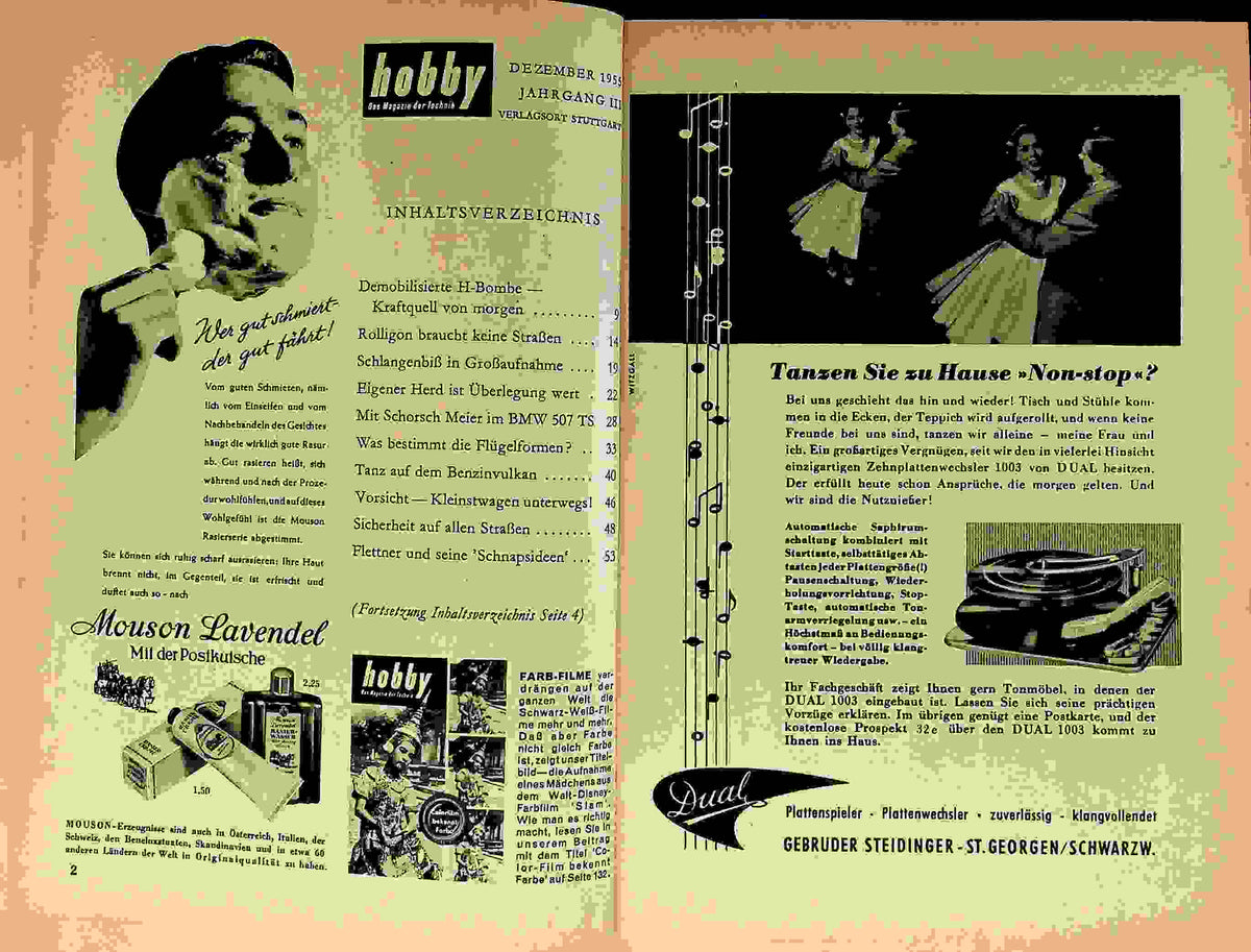 Inhaltsverzeichnis Hobby 12/1955