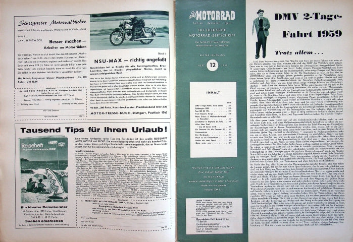 Inhaltsverzeichnis Motorrad 12/1959