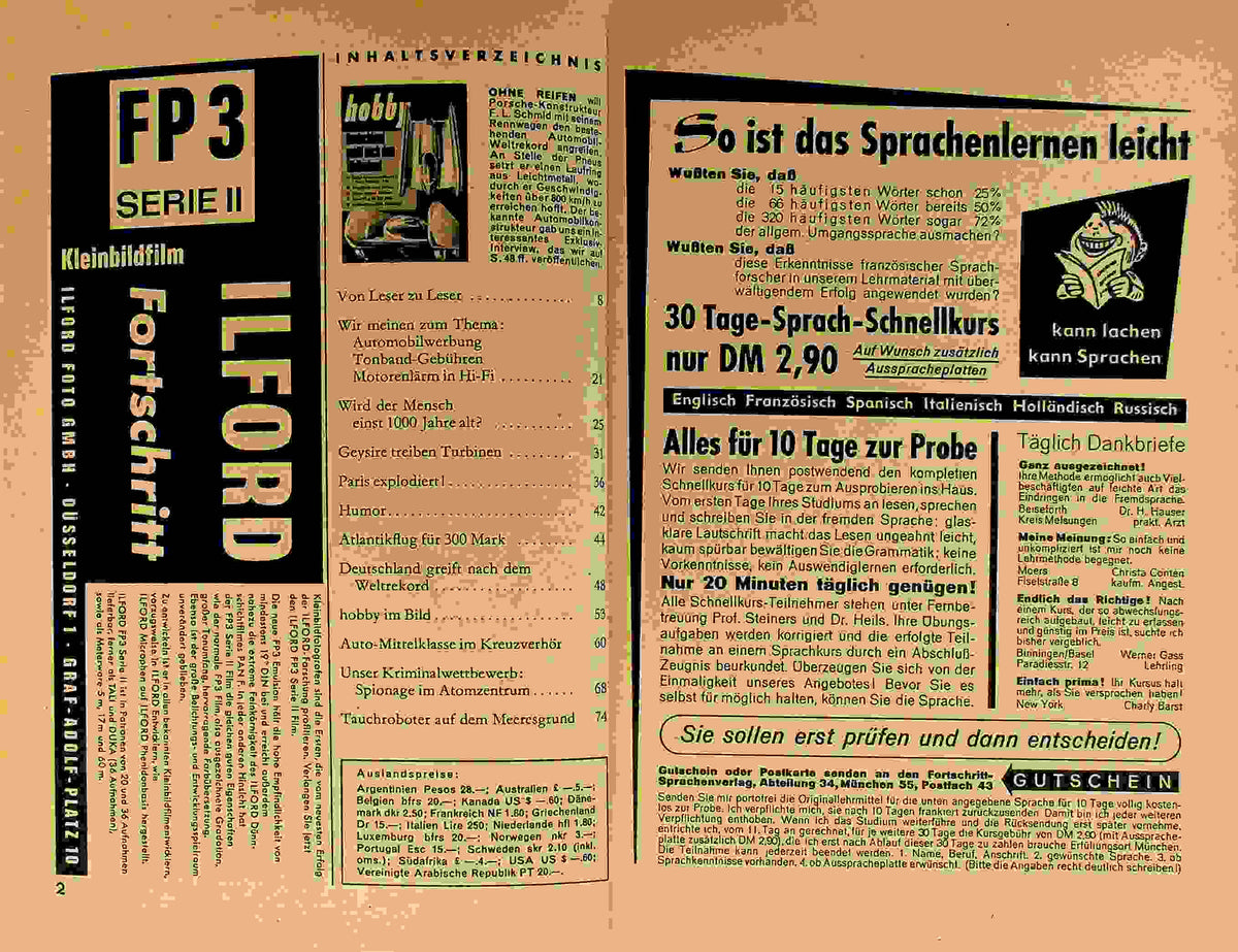 Inhaltsverzeichnis Hobby 12/1960