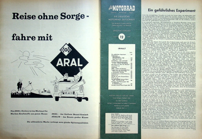 Inhaltsverzeichnis Motorrad 12/1960