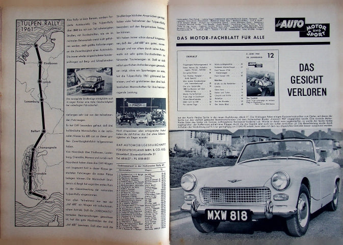 Inhaltsverzeichnis Auto Motor und Sport 12/1961