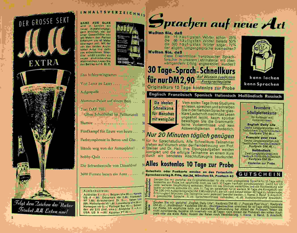 Inhaltsverzeichnis Hobby 12/1961