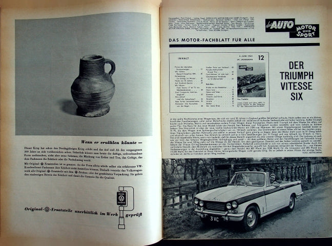 Inhaltsverzeichnis Auto Motor und Sport 12/1962