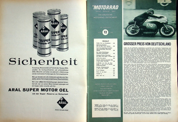 Inhaltsverzeichnis Motorrad 12/1963
