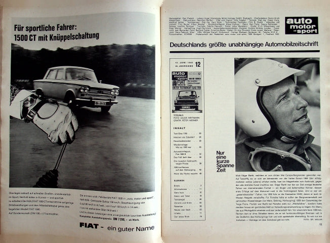 Inhaltsverzeichnis Auto Motor und Sport 12/1965